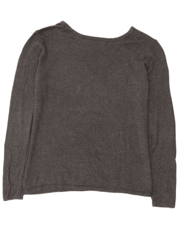 Gap Pull graphique à col bateau pour femme UK 14 Large Gris Coton