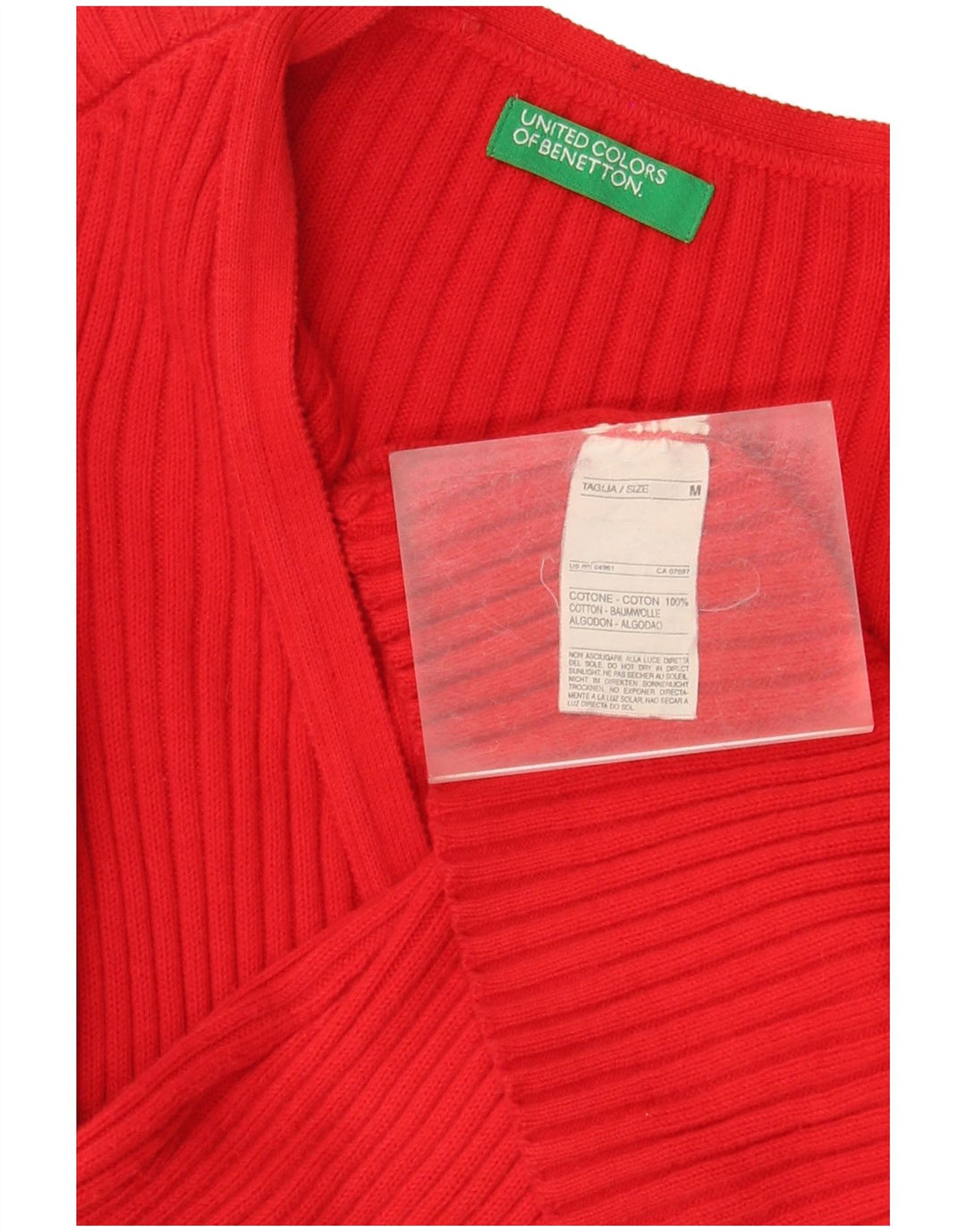 Benetton Pull Cardigan Femme UK 12 Coton Rouge Moyen