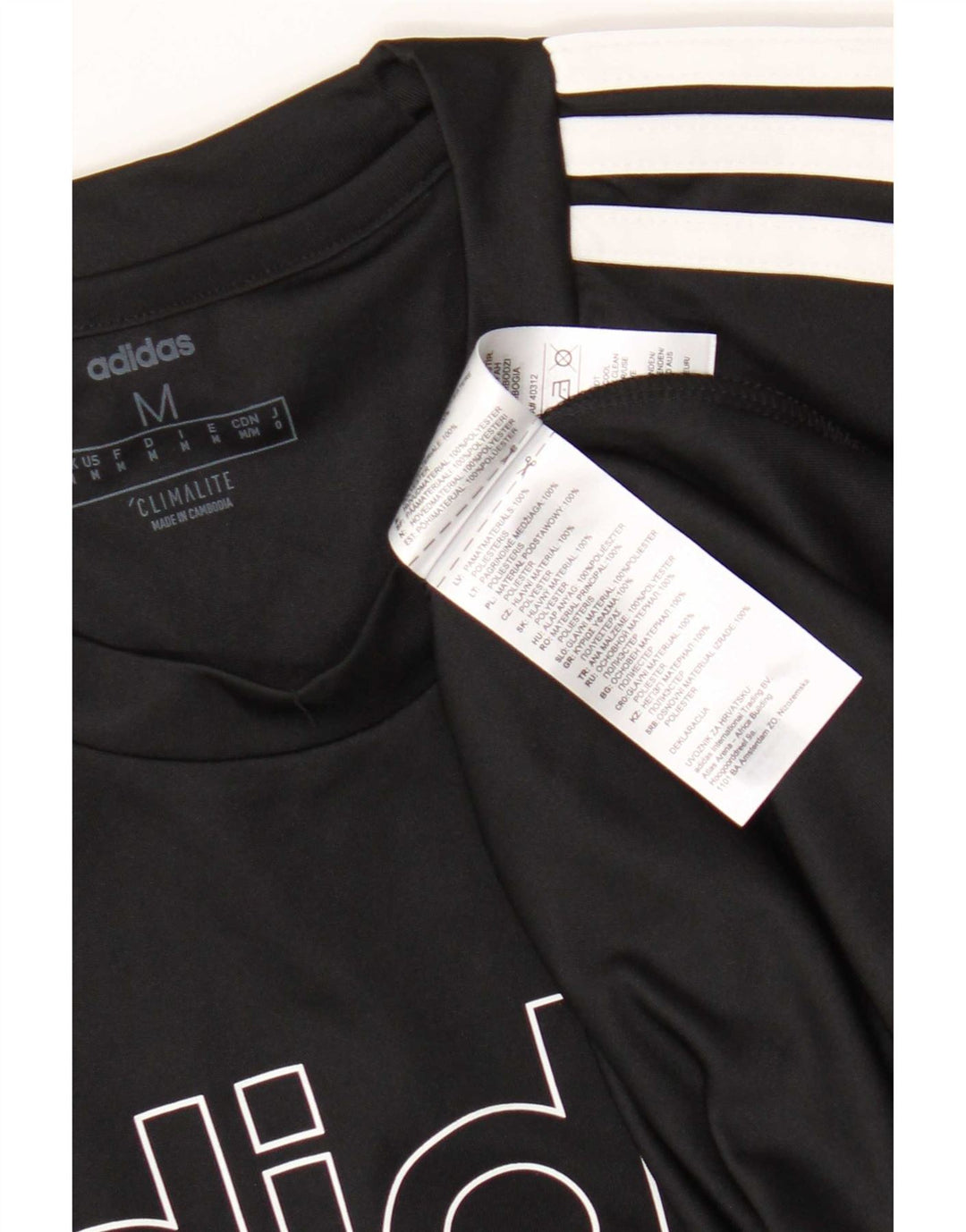 Adidas Hommes Climalite Graphic T-Shirt Top Noir Moyen Polyester