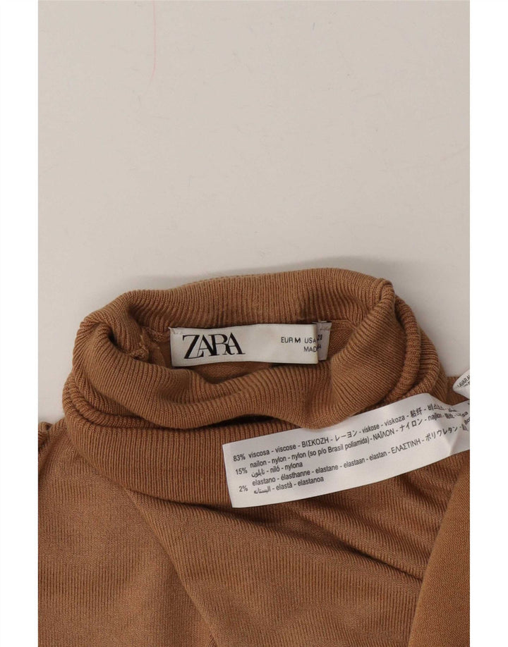Zara Pull col roulé pour femme UK 12 Viscose beige moyen