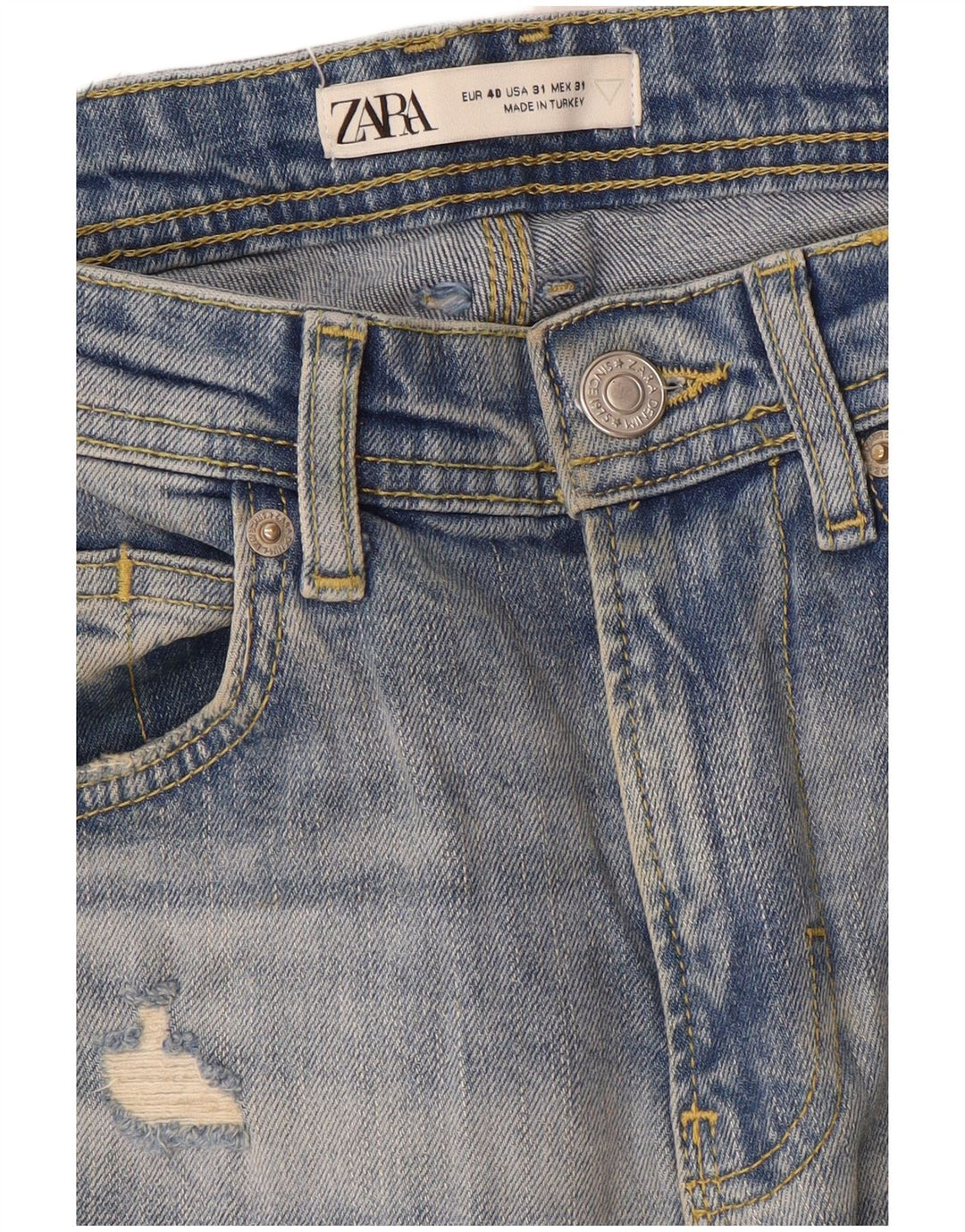 Zara Jean droit vieilli pour homme EU 40 Medium W31 L28 Bleu