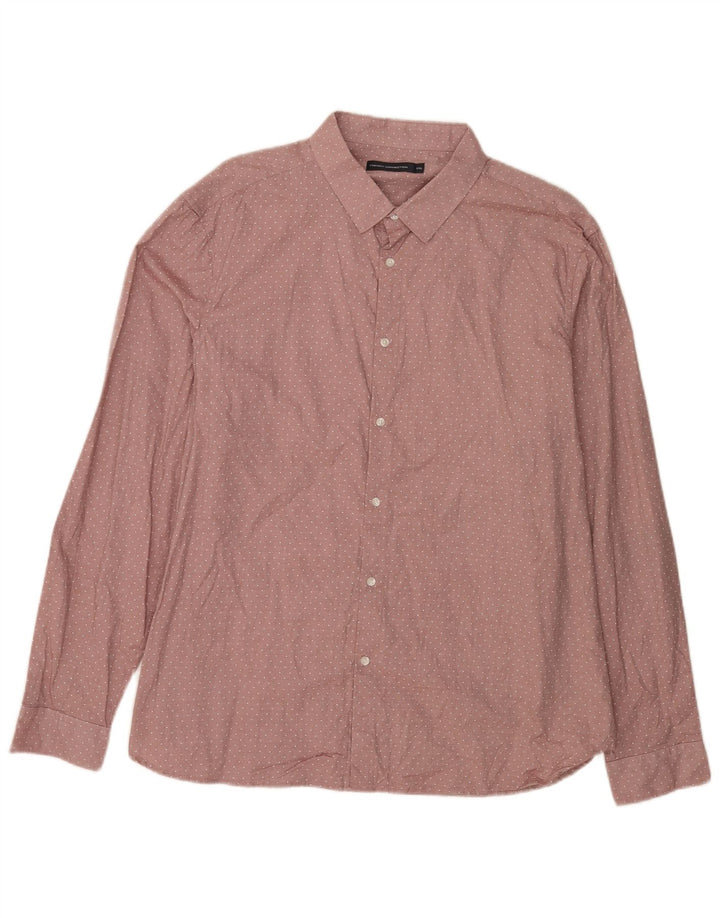 French Connection Chemise Homme 2XL Rose Tacheté Coton