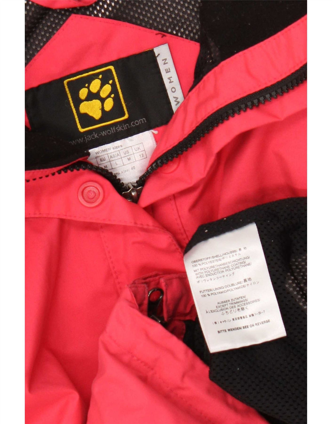 Jack Wolfskin Veste de pluie à capuche pour femme UK 12 Rose moyen Polyester