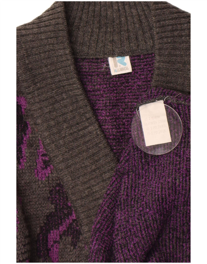 Rasica Pull à col en V à motif abstrait pour femme UK 16 Large Gris