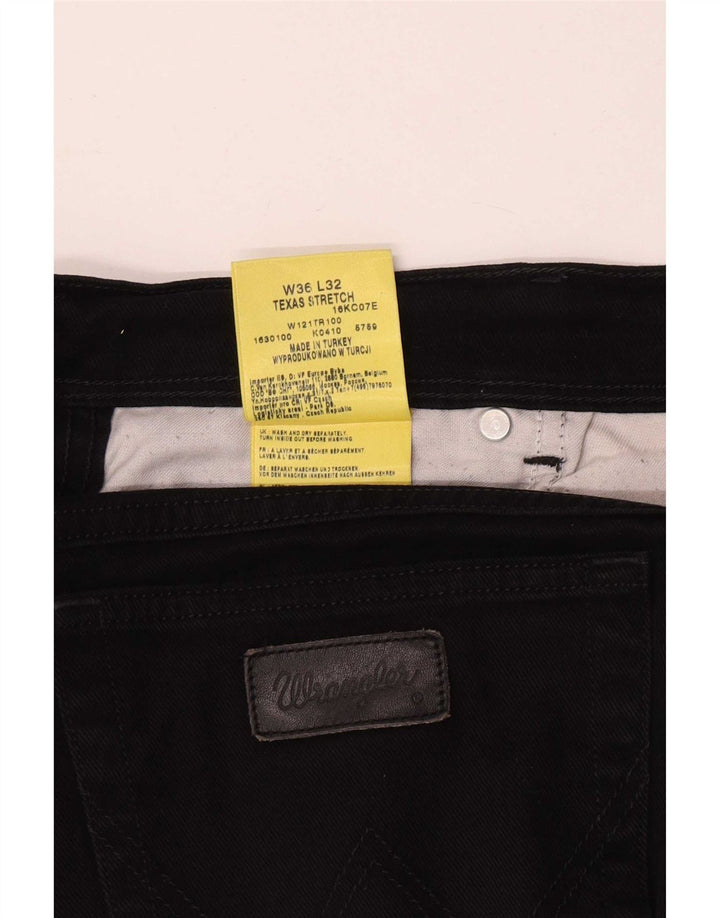 Wrangler Jean droit extensible Texas W36 L32 pour homme en coton noir