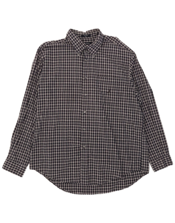 Nautica Chemise Homme XL Bleu Marine Carreaux Coton
