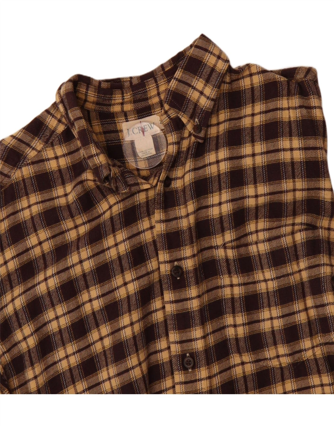 J. CREW Mens Flannel Shirt Medium Brown Check Cotton Vintage J. Crew and Second-Hand J. Crew from Messina Hembry 