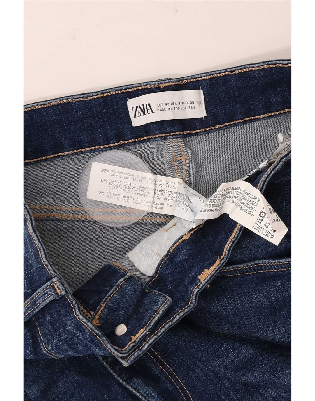Zara Jean Slim Femme EU 40 Moyen W30 L28 Bleu Coton