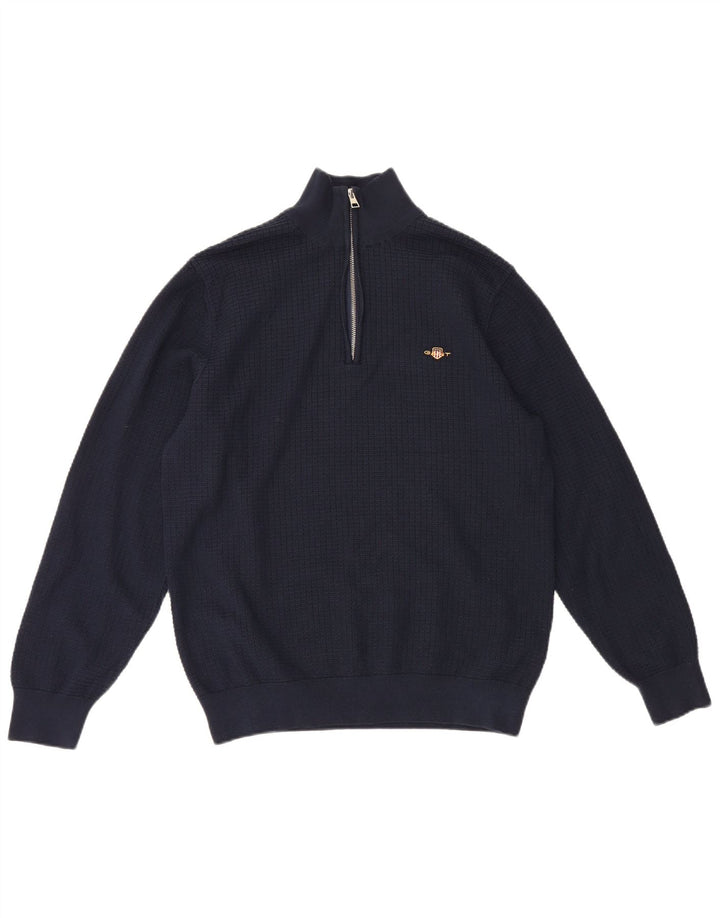 Gant Homme Pull Col Zippé Grand Bleu Marine Coton