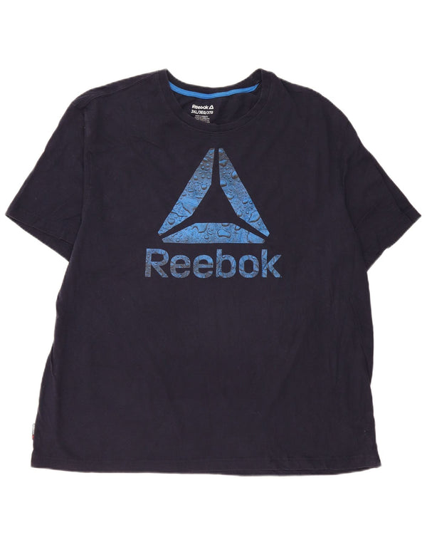 Reebok T-Shirt Graphique Homme Top 3XL Bleu Marine Coton