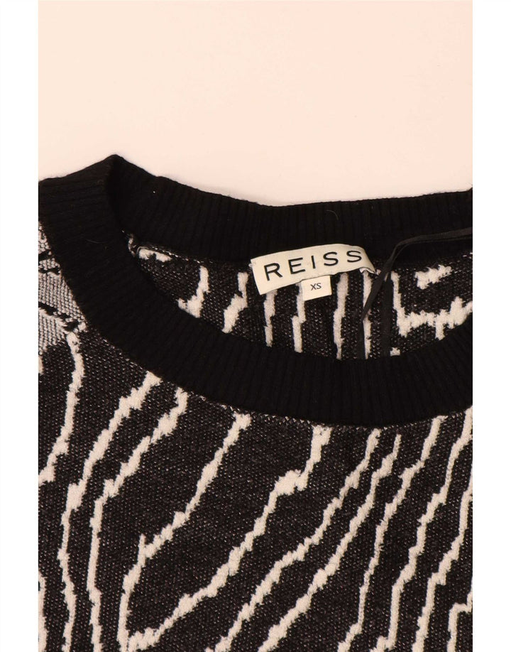Reiss Sweat-shirt à motif abstrait pour femme UK 6 XS Noir Viscose