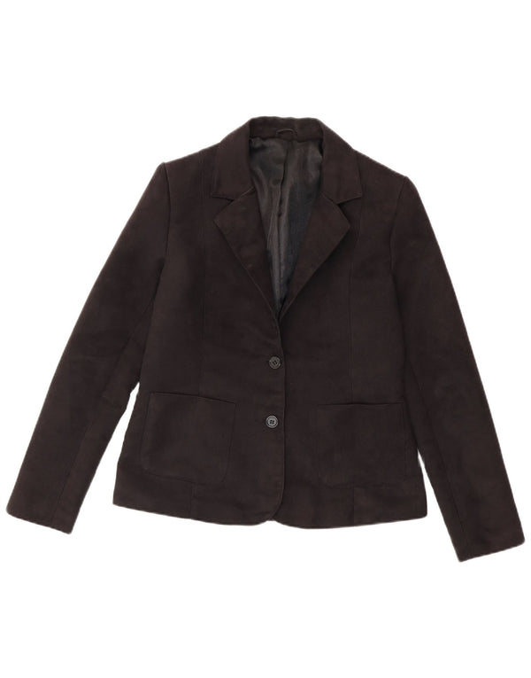 Topshop Veste Blazer 2 Boutons Femme UK 12 Moyen Noir Polyester