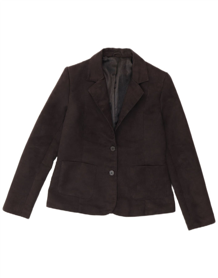Topshop Veste Blazer 2 Boutons Femme UK 12 Moyen Noir Polyester