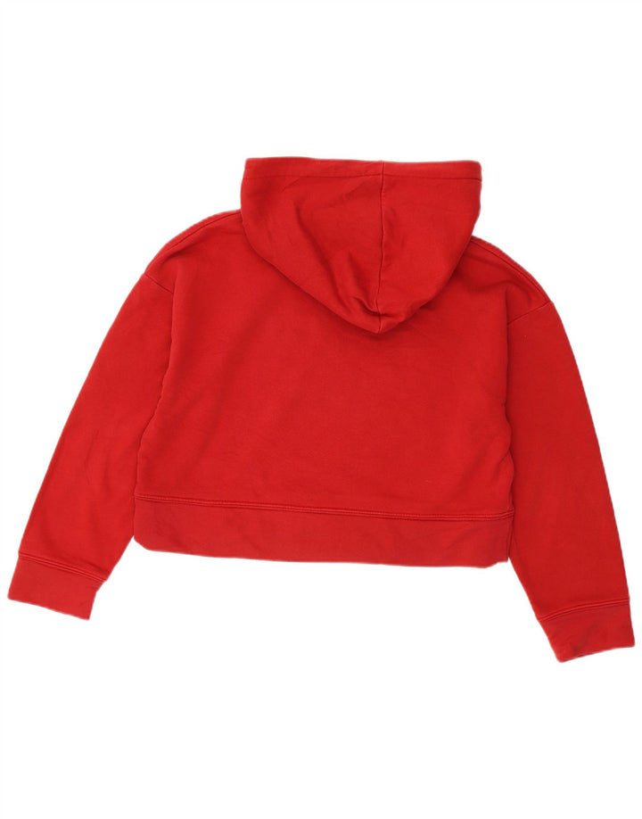 ZARA Pull à capuche court pour femme UK 14 Coton rouge moyen