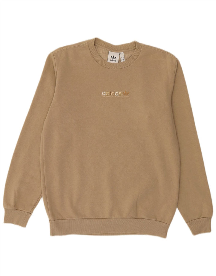 ADIDAS Mens Sweatshirt Jumper Small Beige Cotton