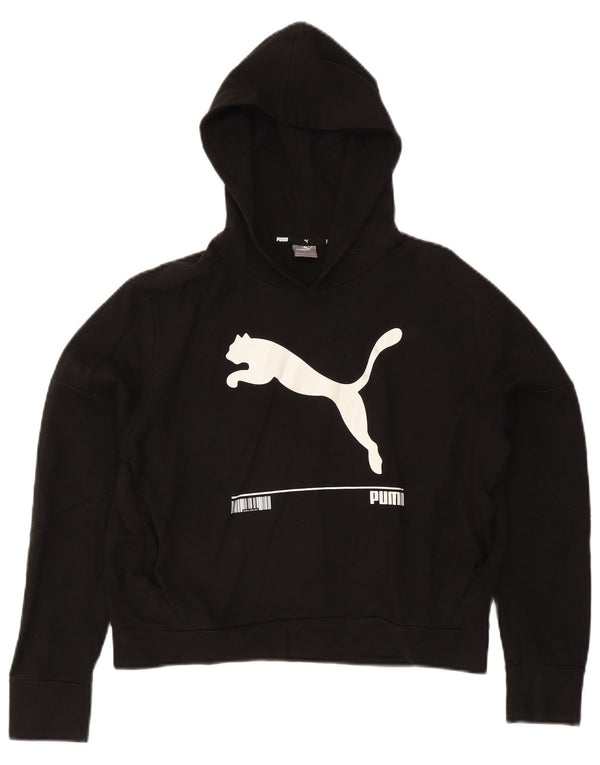 Puma Pull à capuche surdimensionné Crop Graphic pour femme UK 10 Petit coton noir