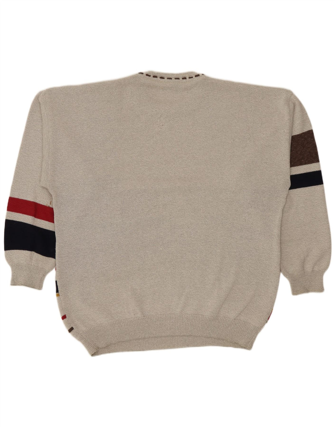 Conte Massimo Pull col rond pour homme 2XL Gris géométrique en coton