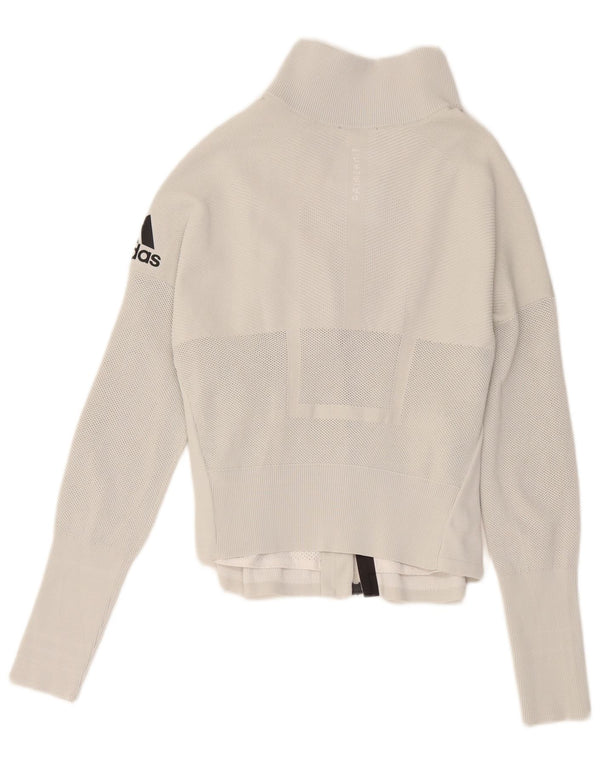 Adidas Veste de survêtement graphique pour femme UK 8/10 Petit Blanc Polyester