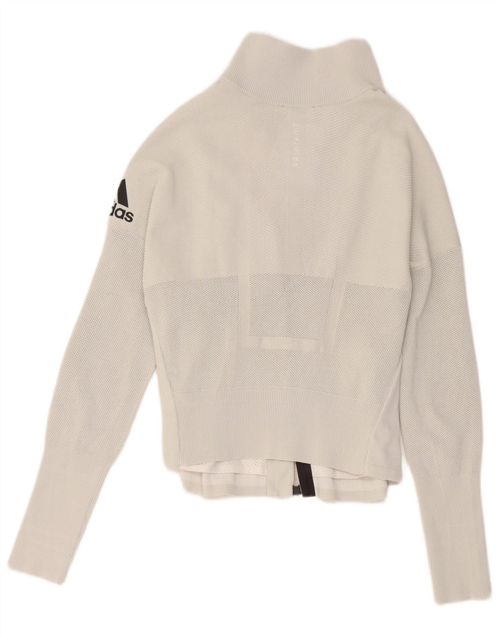 Adidas Veste de survêtement graphique pour femme UK 8/10 Petit Blanc Polyester
