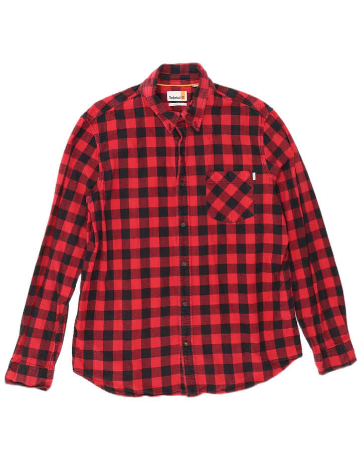 Timberland Chemise en flanelle coupe régulière pour homme XL en coton vichy rouge