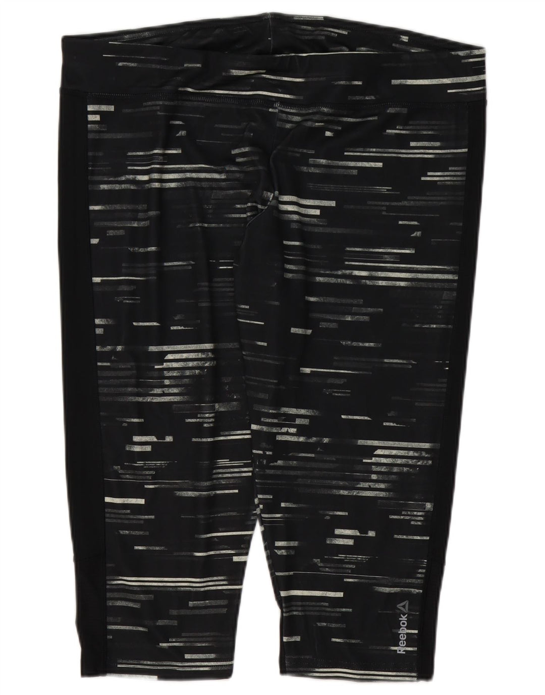 Reebok Femmes Capri Leggings UK 24/26 2XL Noir Rayé Polyester
