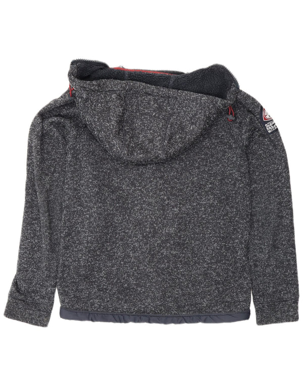 Superdry Pull à capuche zippé pour homme UK 14 Polyester moucheté bleu marine moyen