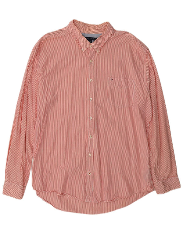 Tommy Hilfiger Chemise sur mesure pour homme 2XL en coton à fines rayures rose