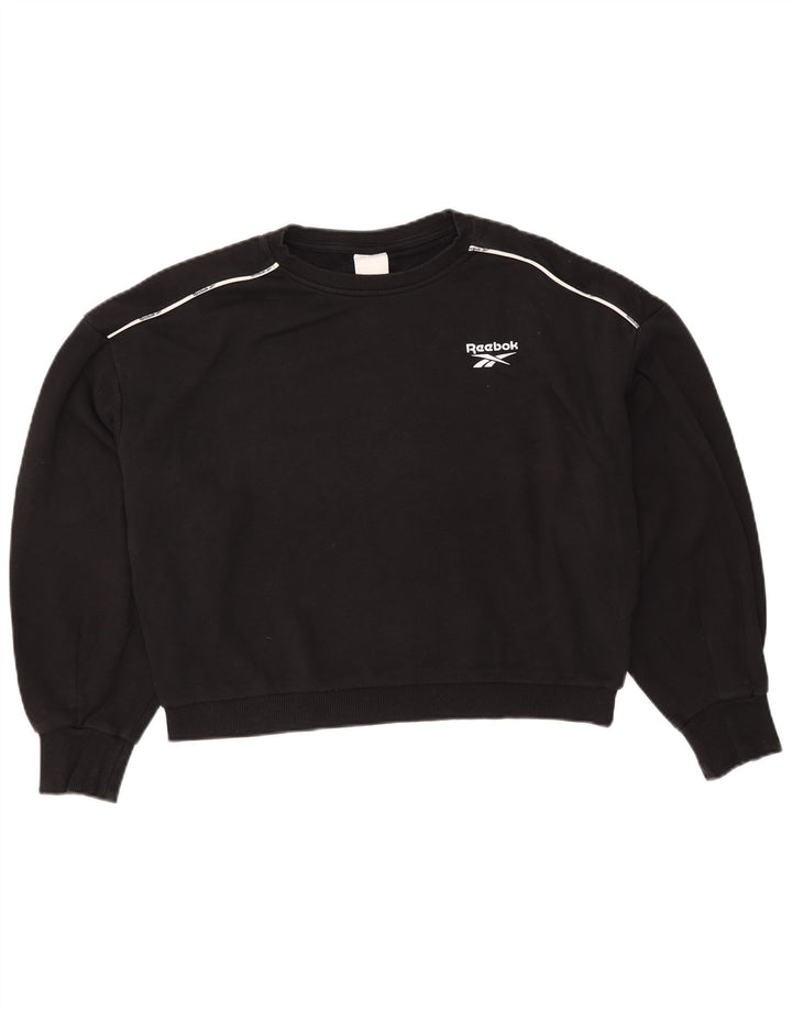 REEBOK Sweat-shirt court surdimensionné pour femme UK 12/14 Noir moyen