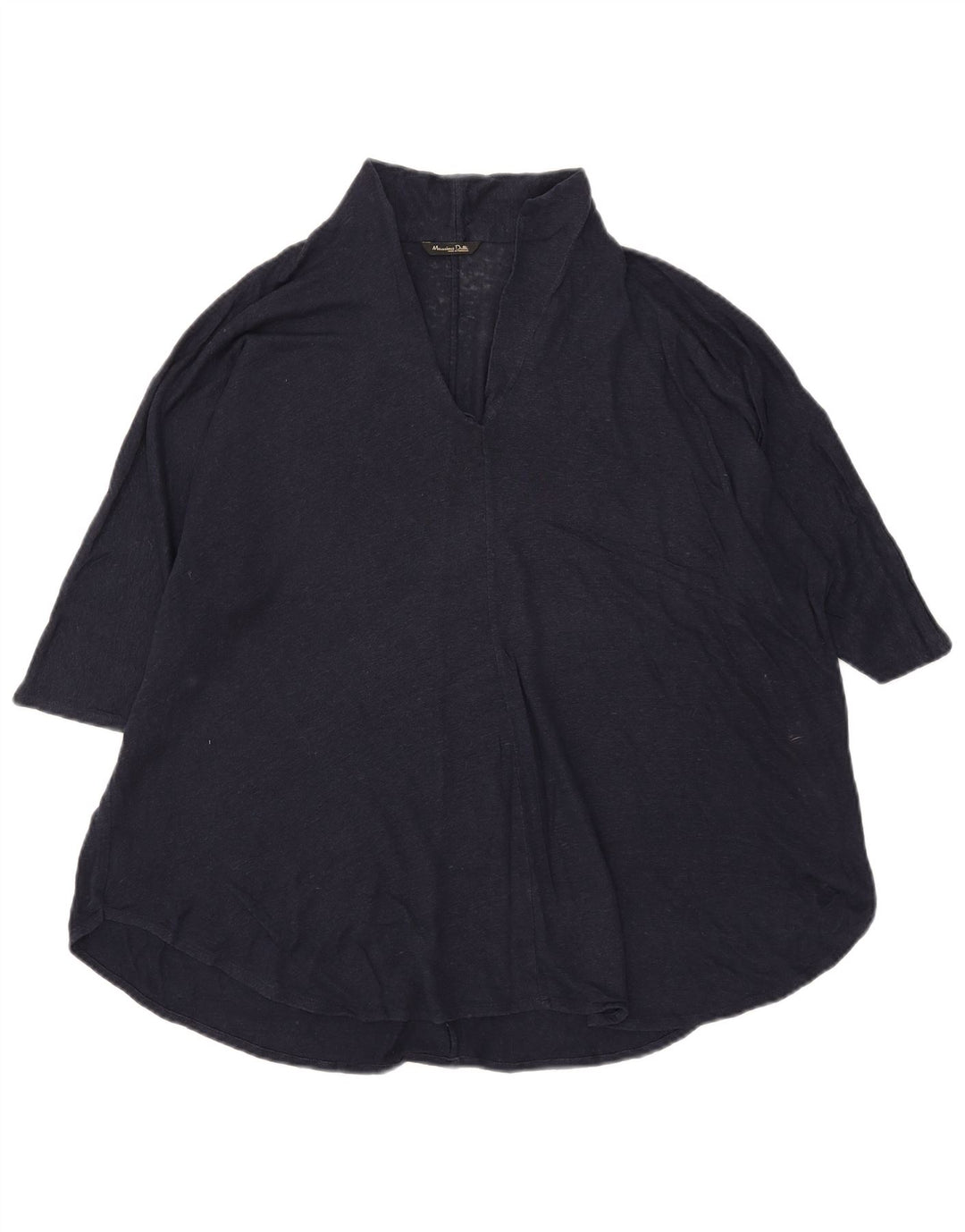 Massimo Dutti Chemisier Femme Top UK 18 XL Bleu Marine Lin