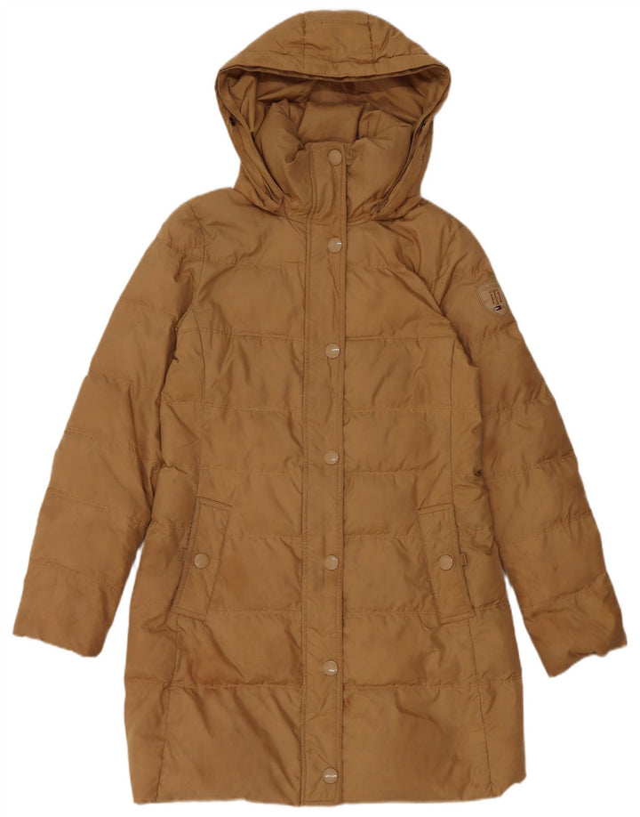Tommy Hilfiger Manteau rembourré à capuche pour femme UK 10 Petit Marron Polyester