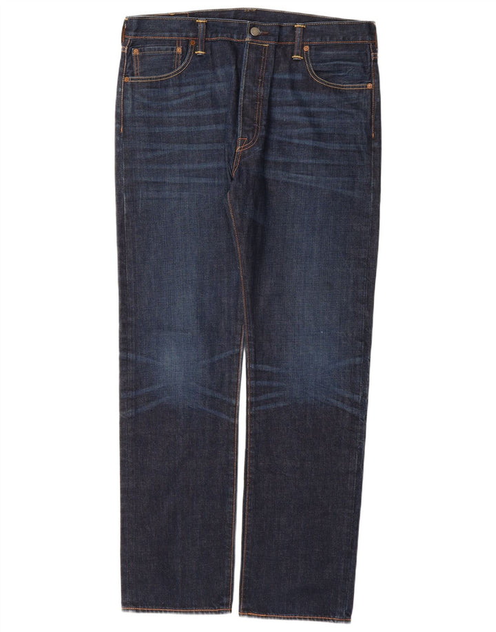 LEVI'S Mens 501 Straight Jeans W36 L34 Navy Blue Cotton