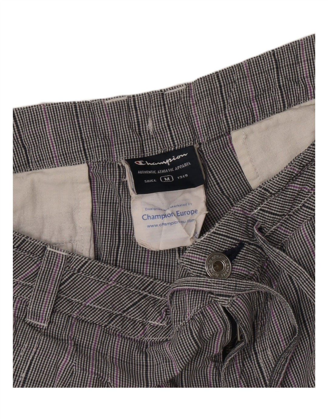Champion Short décontracté pour femme Medium W30 Gris à carreaux en coton