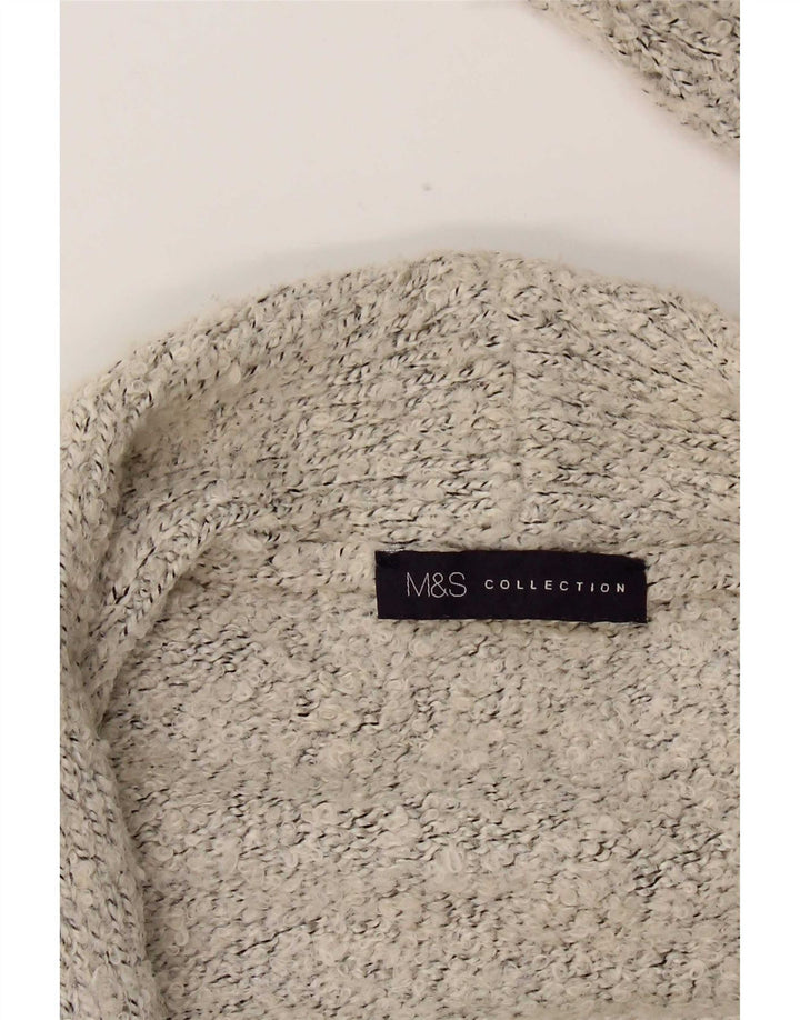 Marks & Spencer Pull cardigan ouvert court pour femme UK 14 Gris moyen moucheté