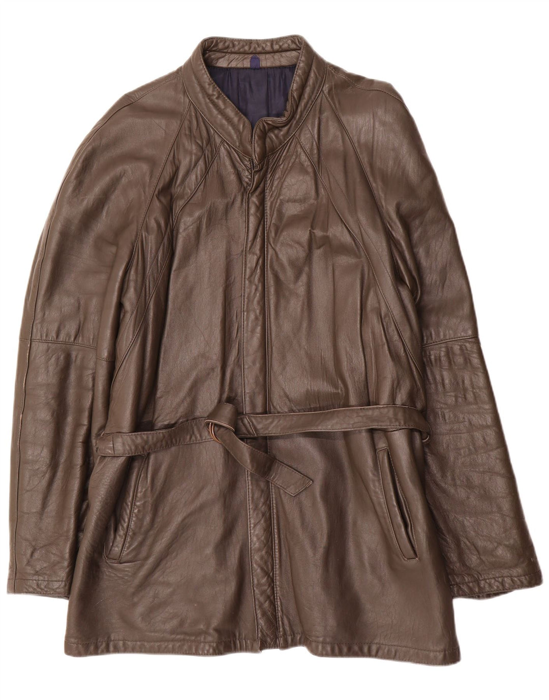 manteau en cuir homme vintage UK 38 Cuir brun moyen