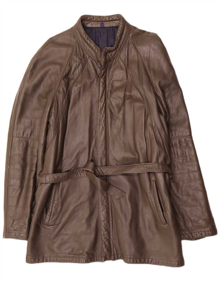 manteau en cuir homme vintage UK 38 Cuir brun moyen
