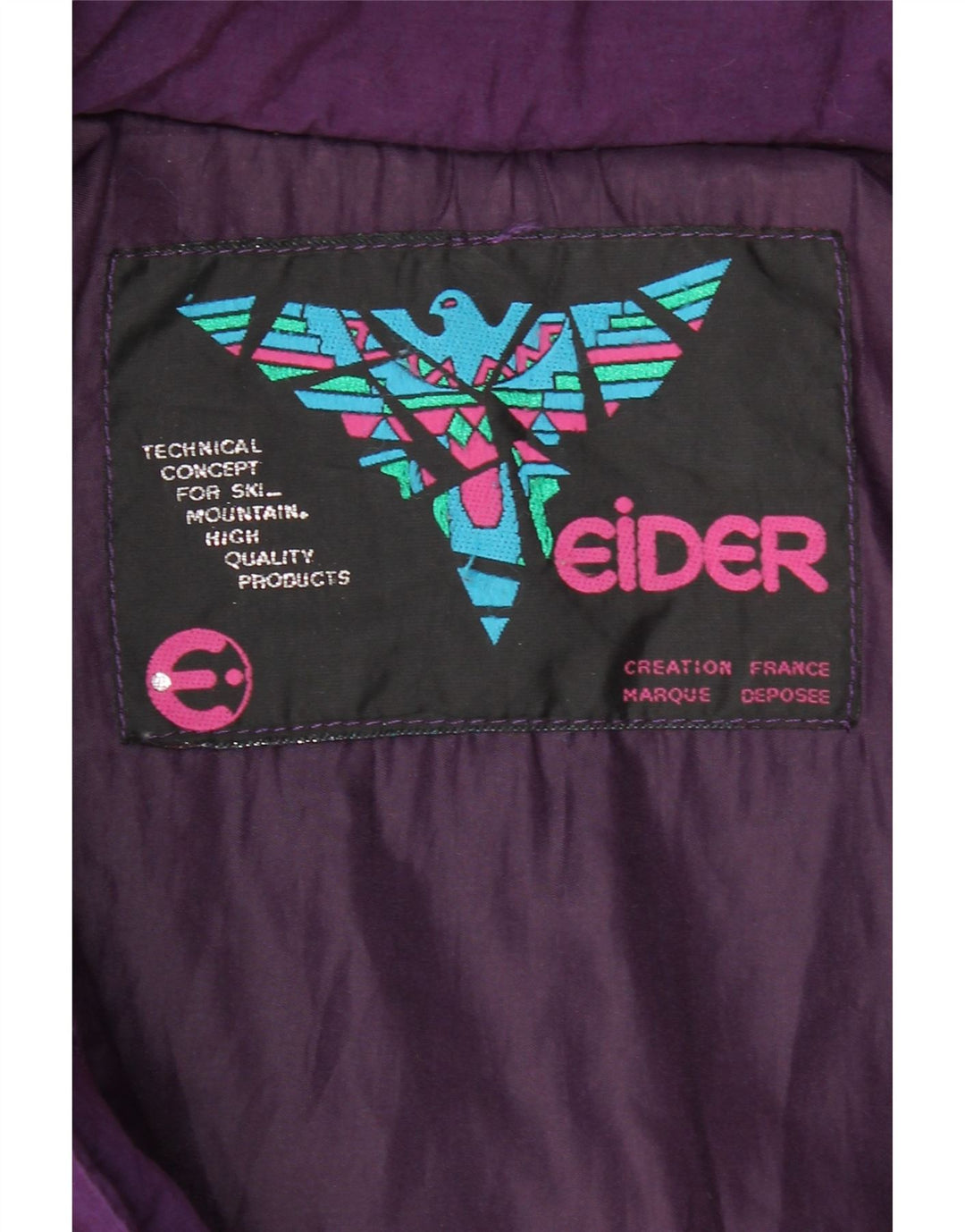 EIDER Womens Graphic Hooded Ski Jacket UK 18 XL Purple Vintage Eider and Second-Hand Eider from Messina Hembry 