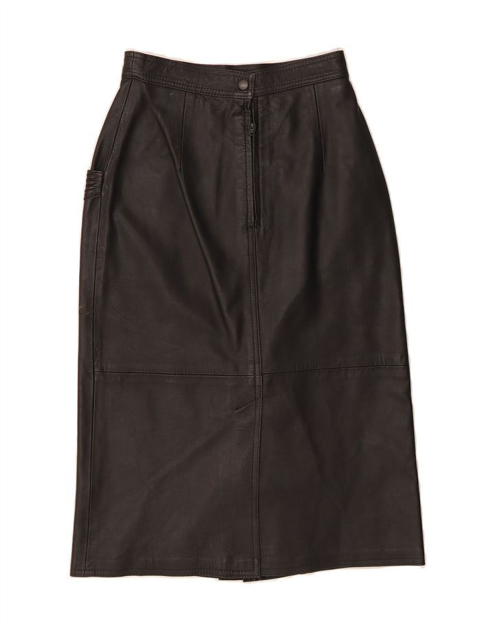 VINTAGE Womens Leather Skirt UK 12 Medium W26  Black Leather Vintage Vintage and Second-Hand Vintage from Messina Hembry 