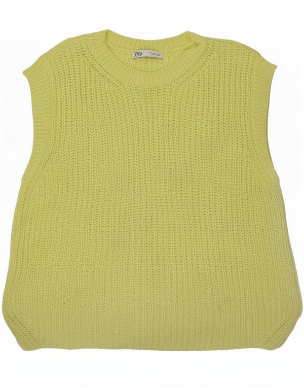 Zara Débardeur surdimensionné pour femme UK 10 Petit coton jaune