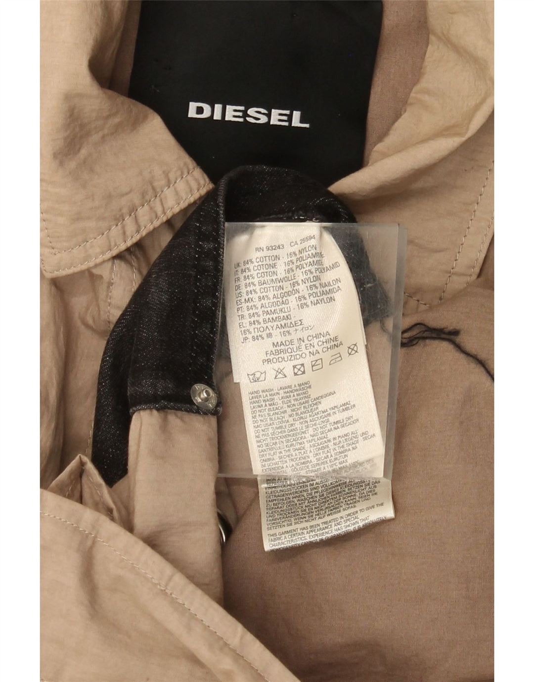 Diesel Trench Femme UK 40 Grand Coton Beige