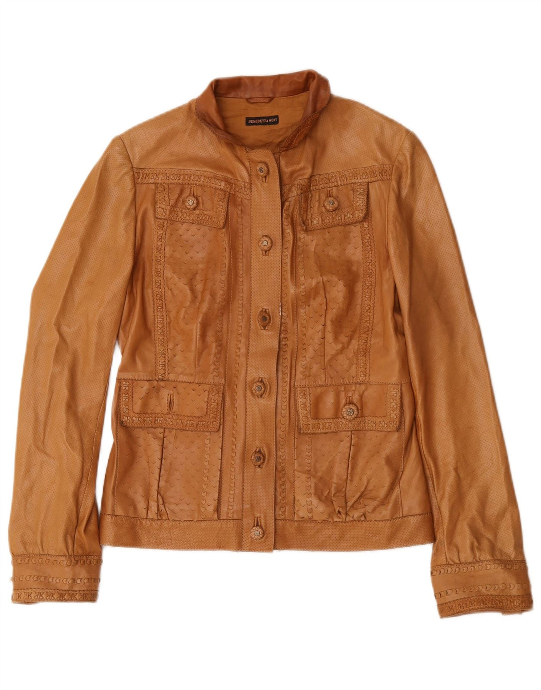 Veste en cuir femme vintage IT 44 Cuir marron moyen