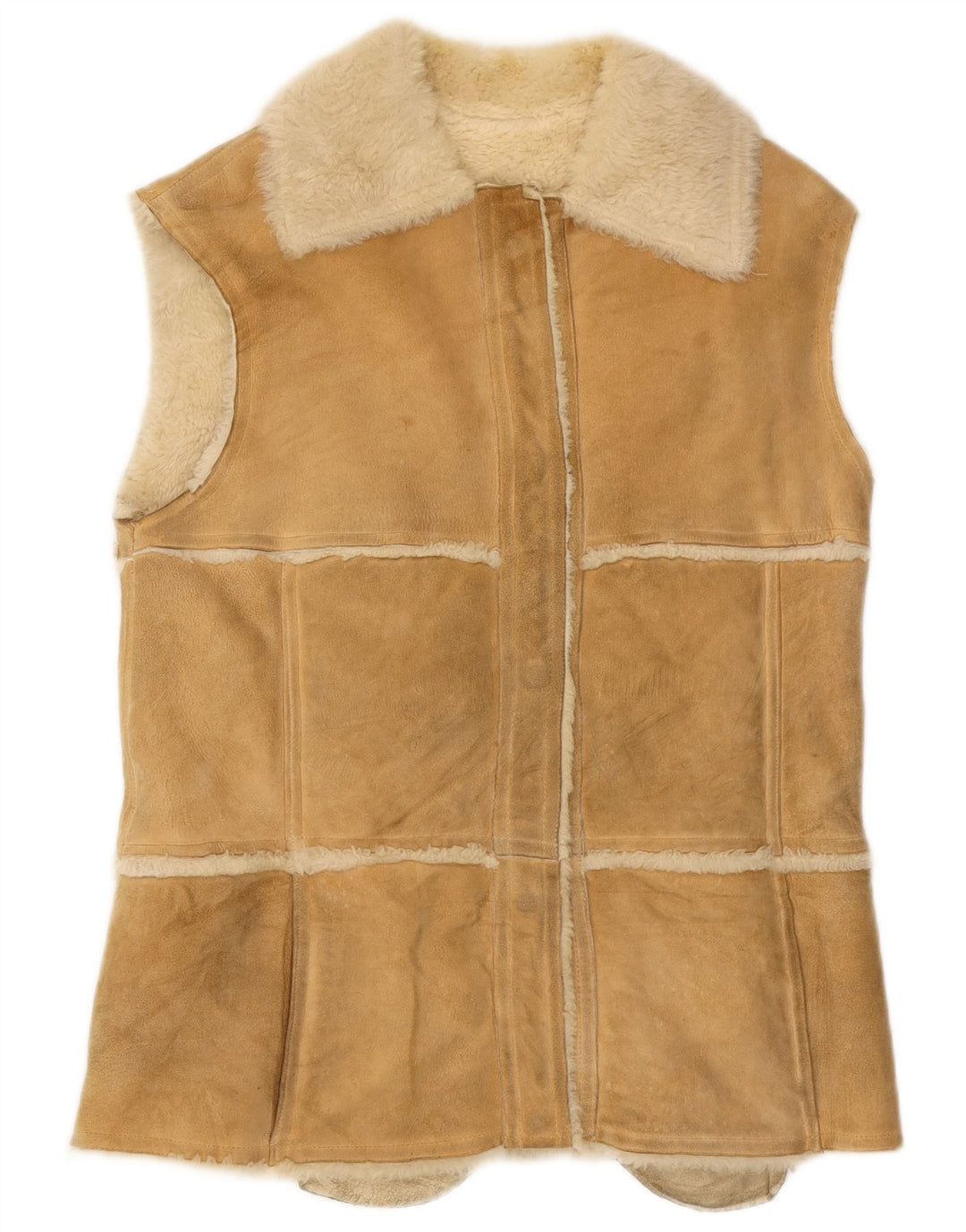Gilet en peau de mouton vintage pour femme IT 44 Beige moyen