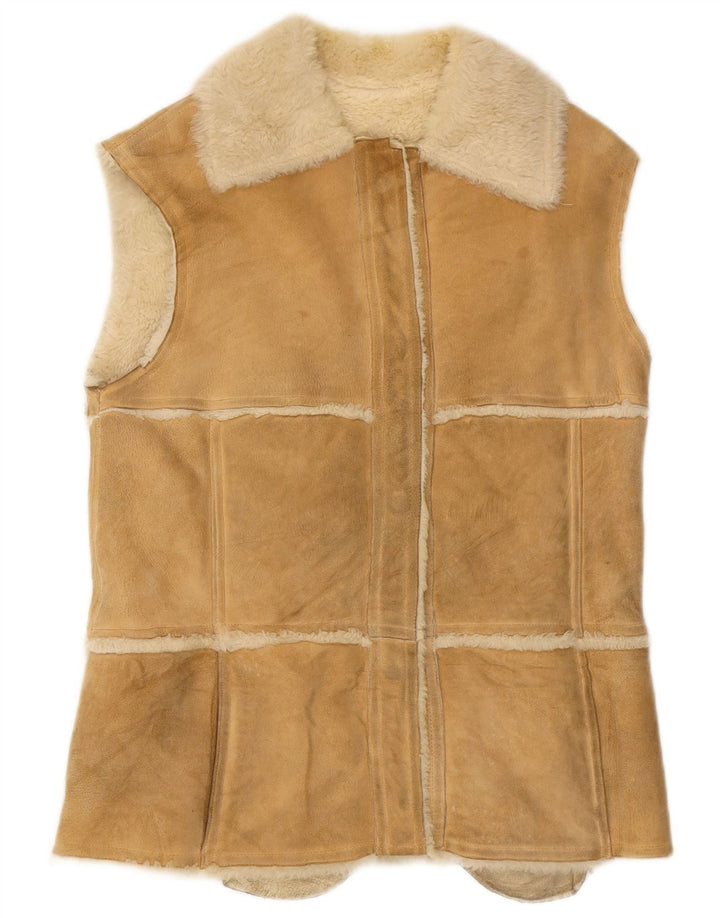 Gilet en peau de mouton vintage pour femme IT 44 Beige moyen