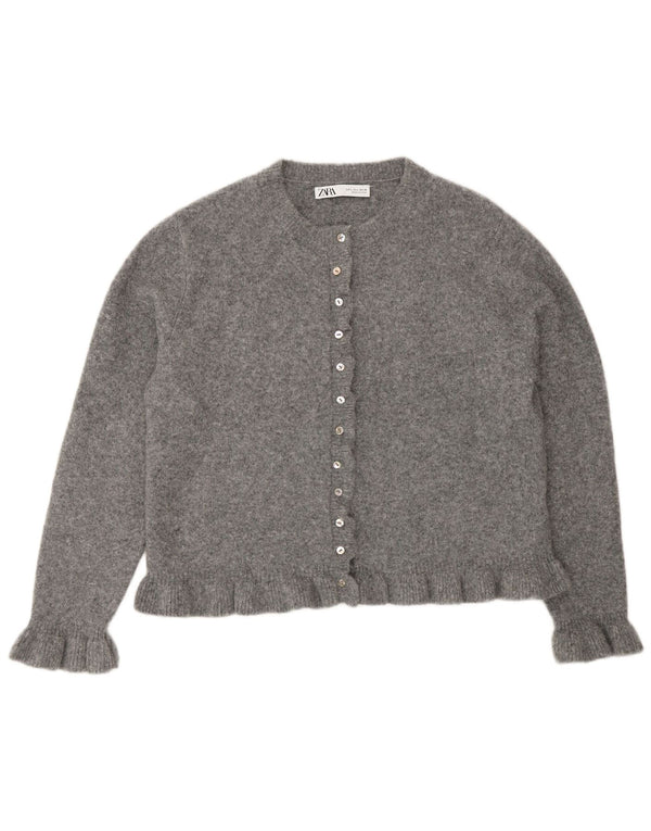 Zara Cardigan Femme Pull UK 16 Large Gris Polyester