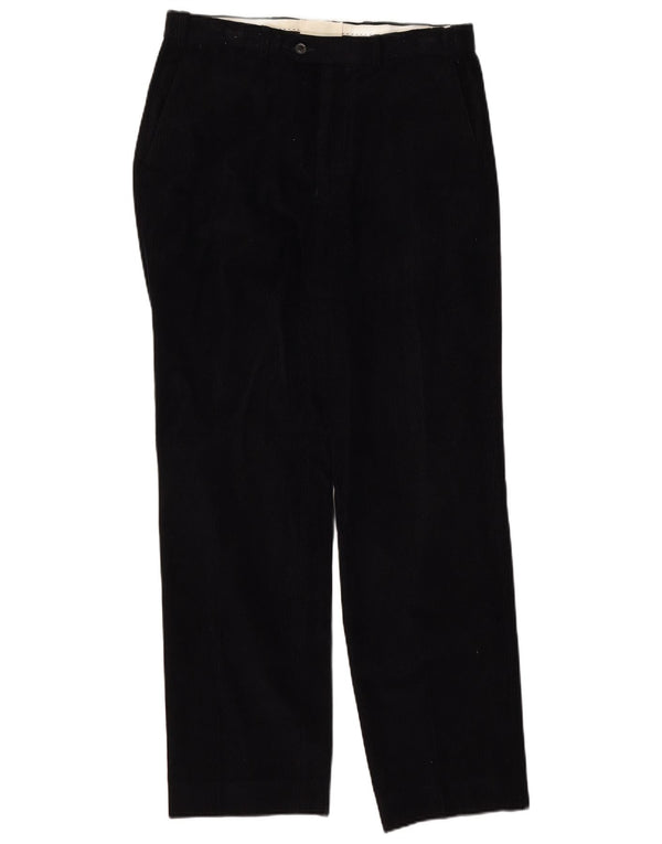 Marks & Spencer Pantalon droit en velours côtelé pour homme W32 L31 Bleu marine Coton