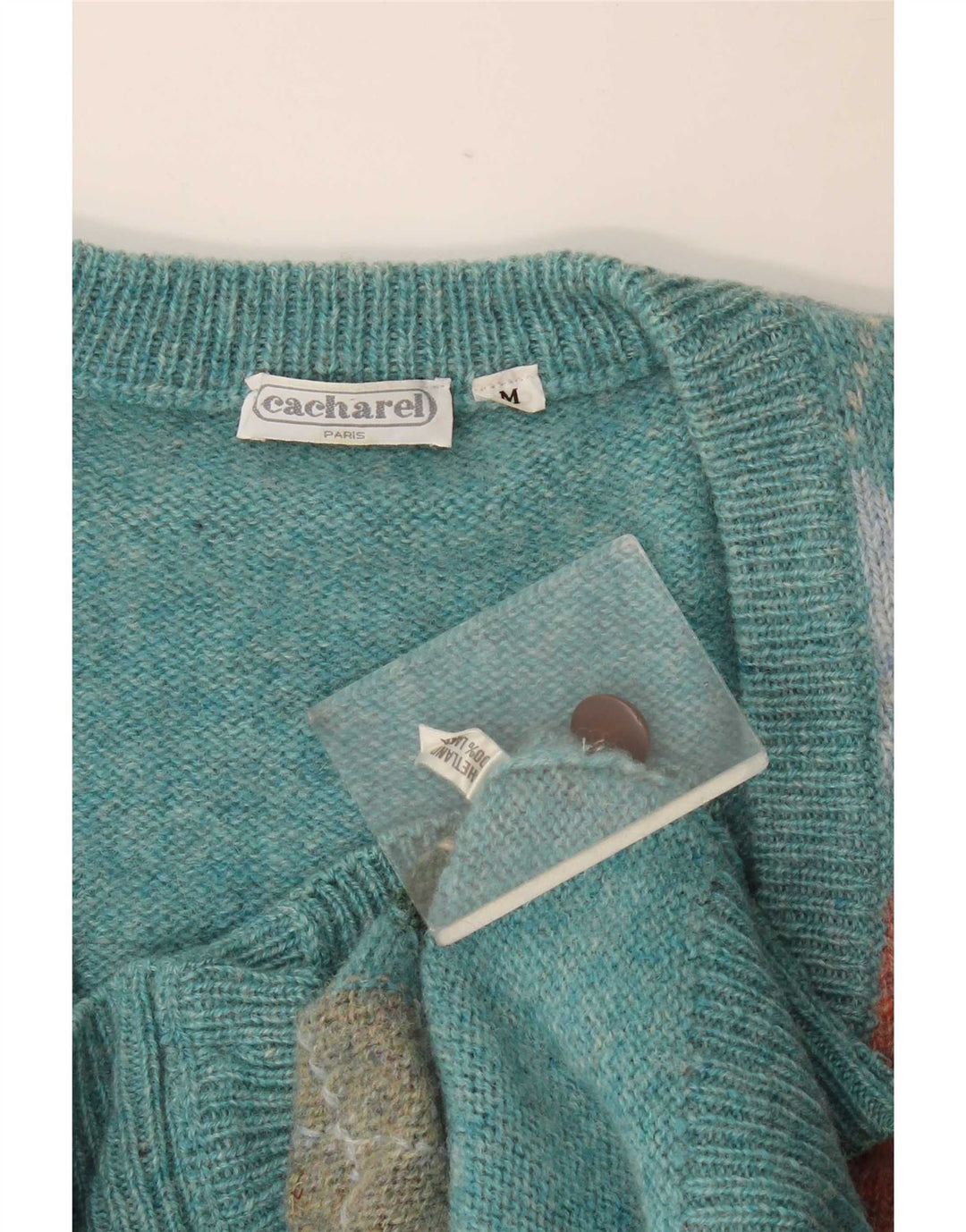 Cacharel Homme Cardigan Pull Turquoise Moyen Argyle/Diamant Laine