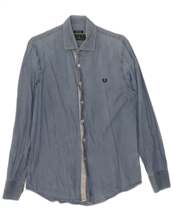 Fred Perry Chemise Slim Fit Homme Bleu Moyen Coton