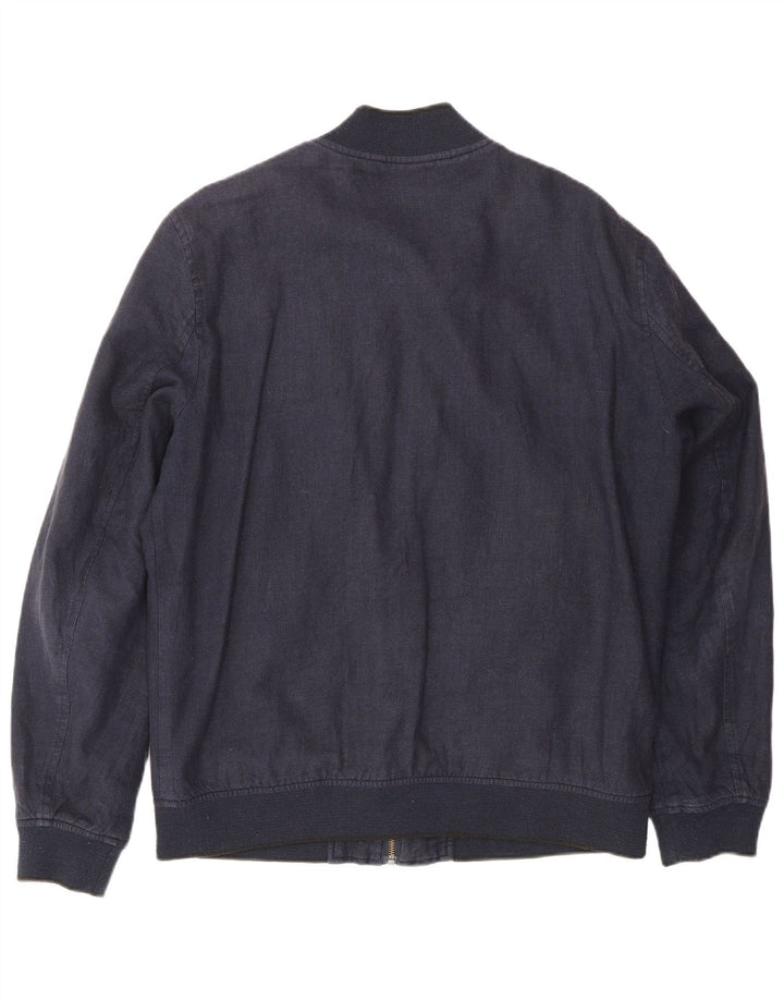 Ted Baker Veste Bomber Homme Taille 4 Grand Lin Bleu Marine