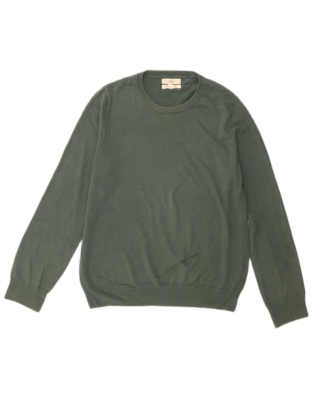 Marks & Spencer Pull col rond pour homme en coton vert petit