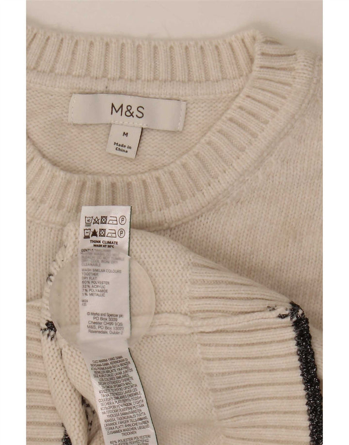 Marks & Spencer Pull à col rond pour femme UK 14 Medium Off White