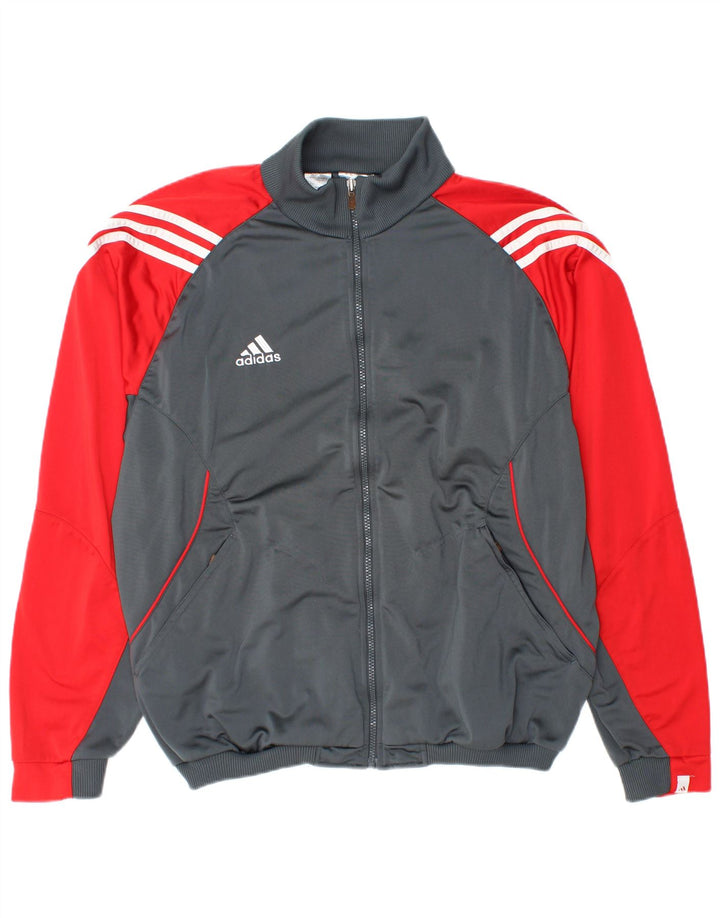 ADIDAS Veste de survêtement pour homme UK 44/46 Large Gris Colorblock Polyester